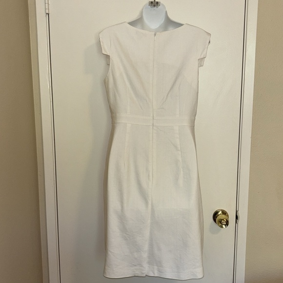 Ann Taylor White/Cream Linen Sleeveless Square Neck Sheath Dress - Picture 7 of 7